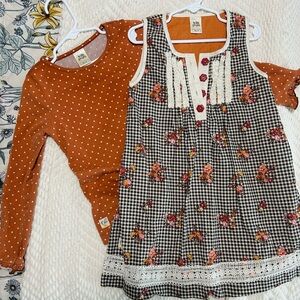 Wildflowers Black and Orange Floral Gingham Dress Set